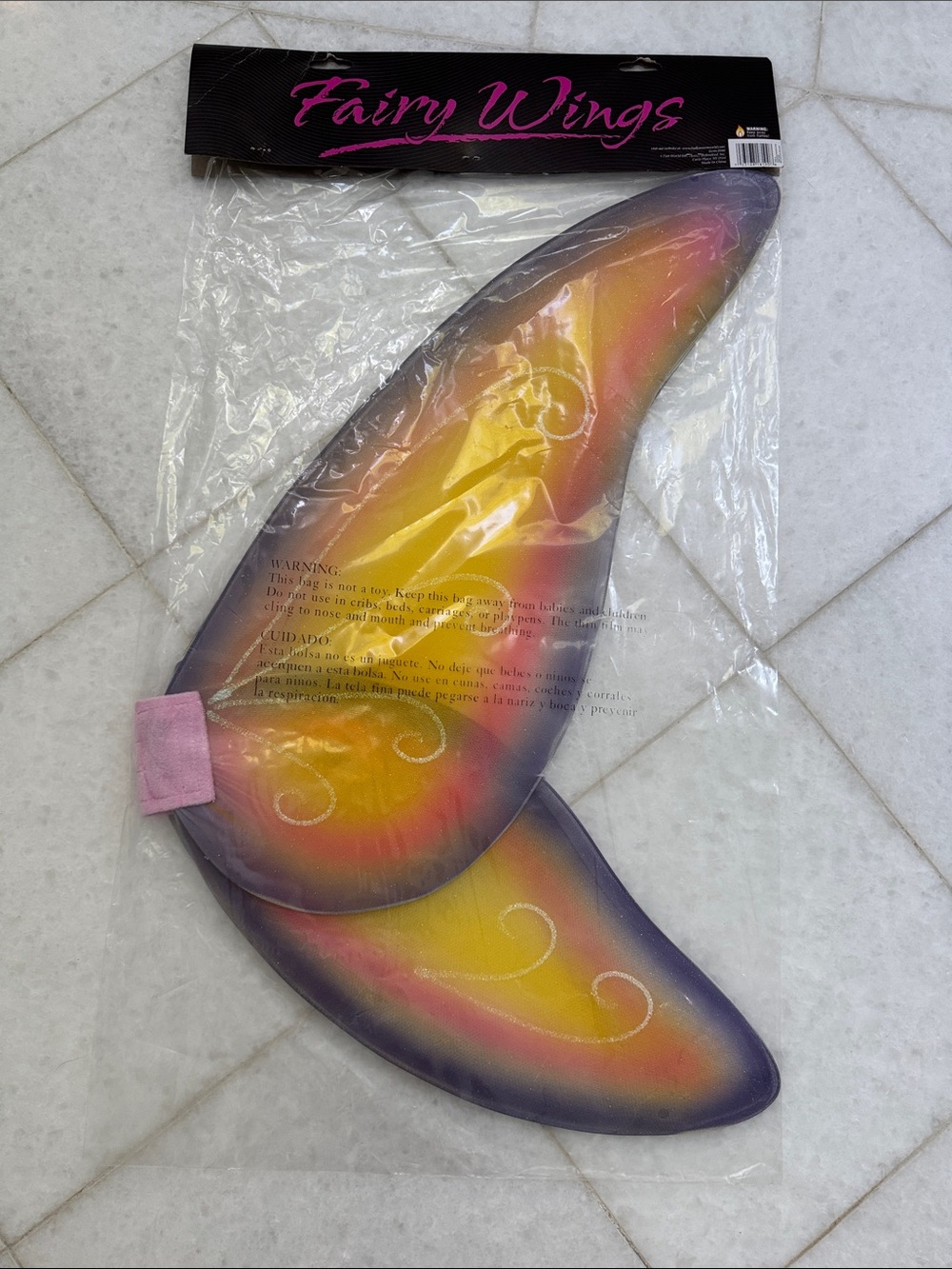 Colorful Yellow-Pink Costume Fairy Wings